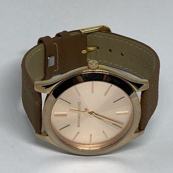 Michael Kors Runway MK3197 Unisex Brown Leather Analog Dial Quartz Watch EY315 - Picture 7 of 12